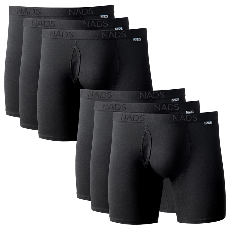 Six pairs of Black NADS boxer briefs