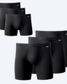 6 Pairs of Nads Underwear. 3 black Organic Compression Boxer Briefs and 3 Black Organic Cotton Boxer Briefs