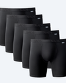 5 Black Pairs of Organic Cotton Compression Boxer Briefs