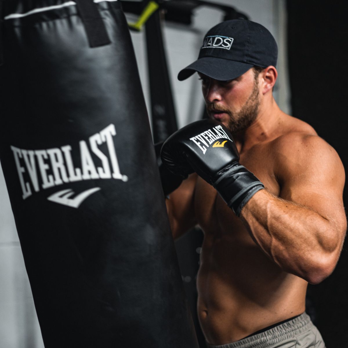Active model shot of athlete boxing in non-toxic organic men's underwear