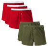 3 holiday red boxers and 2 green boxers